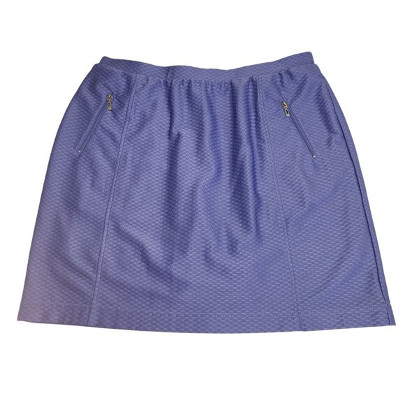 Monterey Club Womens L 12/14  Textured Blue Pull-On Skort  Zipper Pockets 2421 - Picture 1 of 9